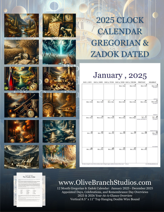CALENDAR | 2025 Zadok & Gregorian Dated Clock Themed Calendar