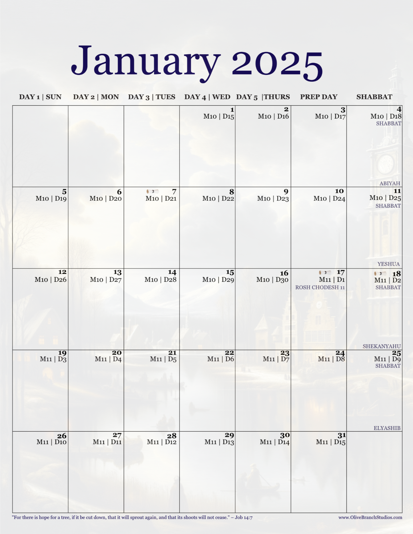 CALENDAR | 2025 Zadok & Gregorian Dated Clock Themed Calendar