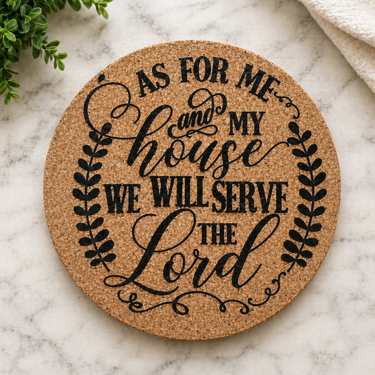 Cork Coaster – “As For Me and My House” Scripture Design | Joshua 24:15
