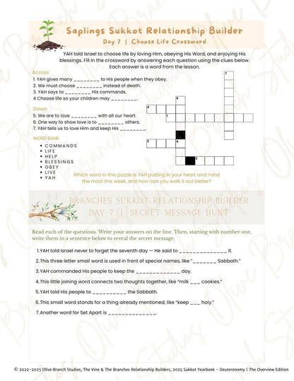 The Vine & The Branches Relationship Builder - Sukkot 2025 Yearbook, Deuteronomy | The Overview Edition